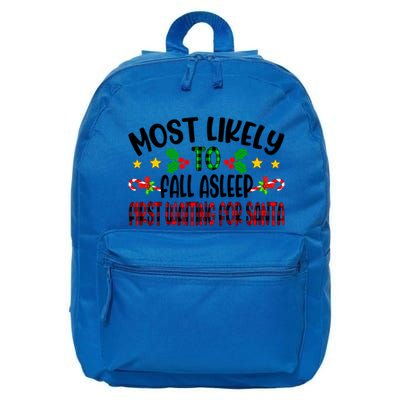 Funny Most Likely To Fall Asleep First Waiting For Santa Cool Gift 16 in Basic Backpack