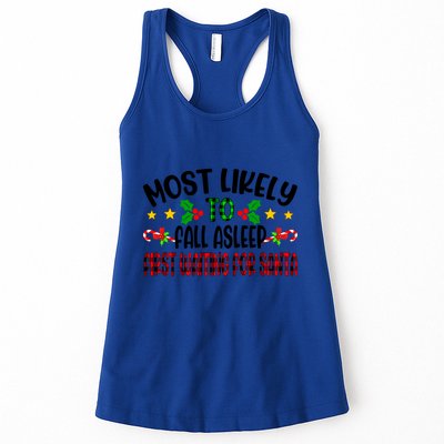 Funny Most Likely To Fall Asleep First Waiting For Santa Cool Gift Womens Tank Top