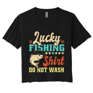 Funny My Lucky Fishing Dad Women's Crop Top Tee