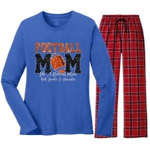 Football Mom Like A Normal Mom But Louder & Prouder Game Day Women's Long Sleeve Flannel Pajama Set 