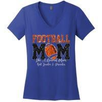 Football Mom Like A Normal Mom But Louder & Prouder Game Day Women's V-Neck T-Shirt