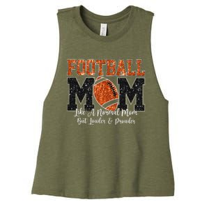 Football Mom Like A Normal Mom But Louder & Prouder Game Day Women's Racerback Cropped Tank