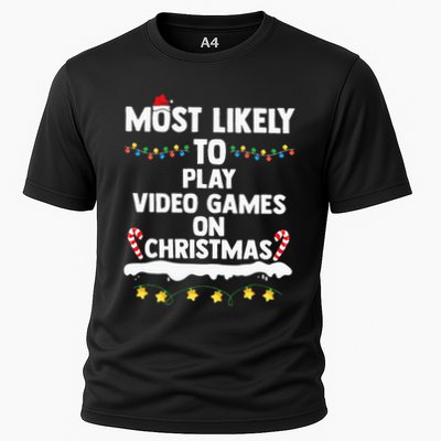 funny Most Likely To Play Video Games On Christmas Performance Shirt