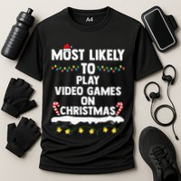 funny Most Likely To Play Video Games On Christmas Performance Shirt