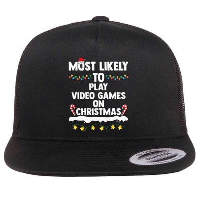 funny Most Likely To Play Video Games On Christmas Flatbill Hat