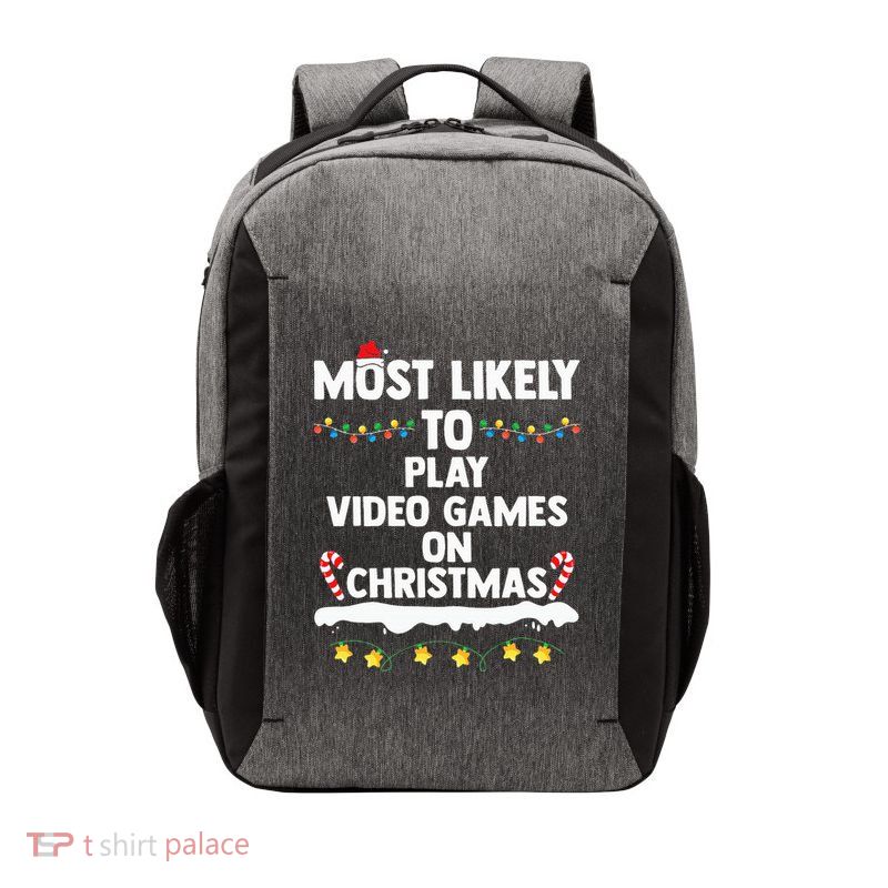 funny Most Likely To Play Video Games On Christmas Vector Backpack