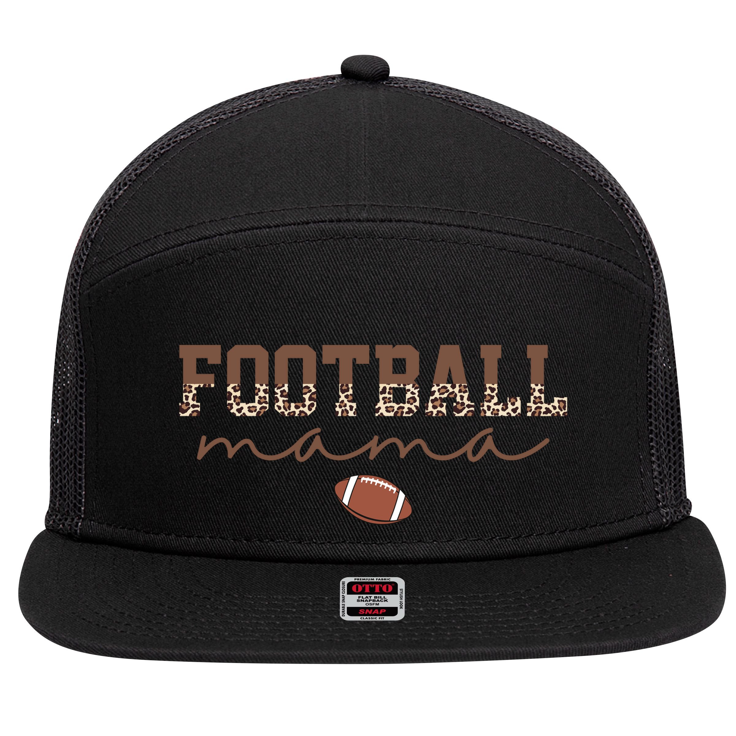 Football Mama Leopard 7 Panel Mesh Trucker Snapback Hat