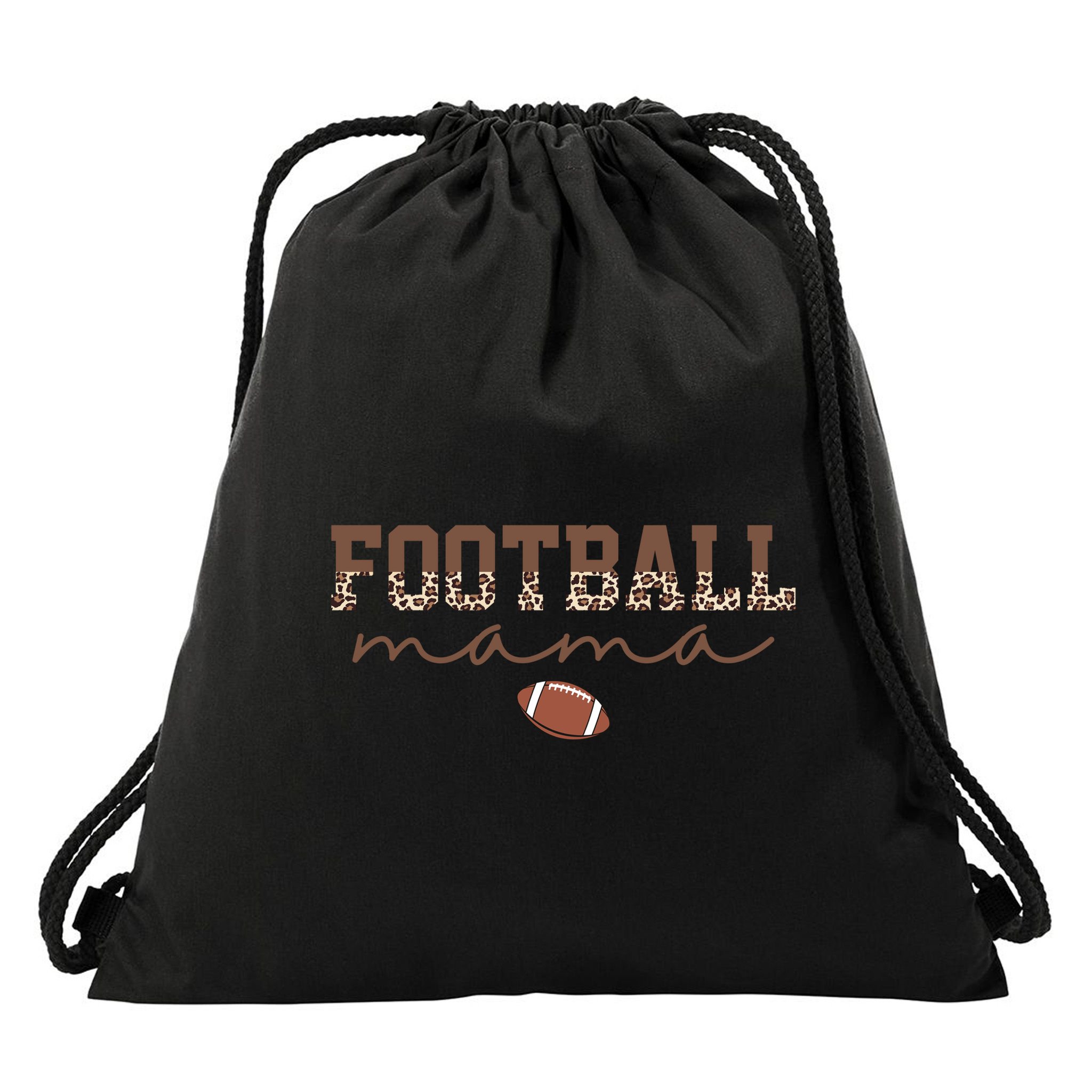Football Mama Leopard Drawstring Bag