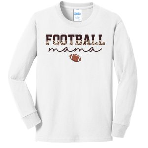 Football Mama Leopard Kids Long Sleeve Shirt