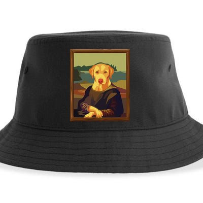 Funny Mona Lisa Yellow Lab Dog Art Parody Sustainable Bucket Hat