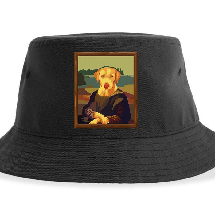 Funny Mona Lisa Yellow Lab Dog Art Parody Sustainable Bucket Hat