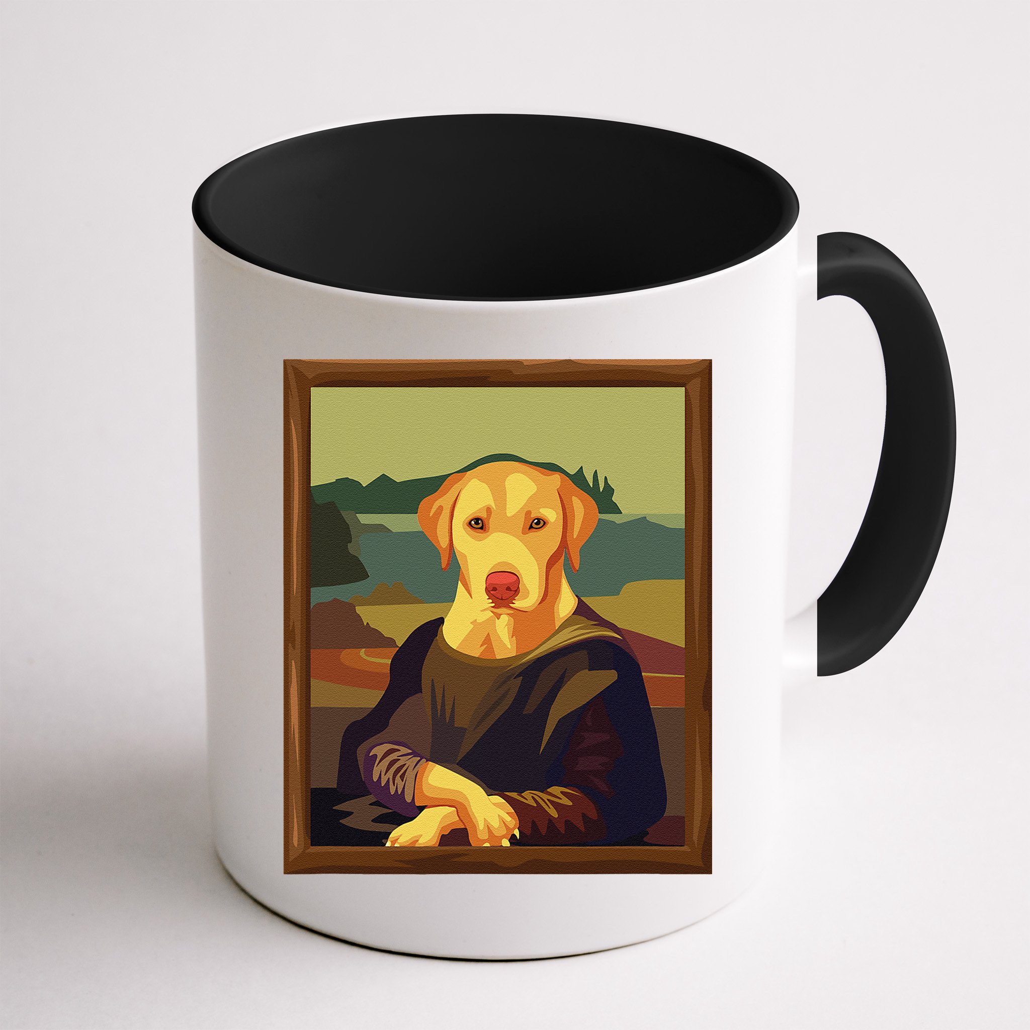 Funny Mona Lisa Yellow Lab Dog Art Parody Mug