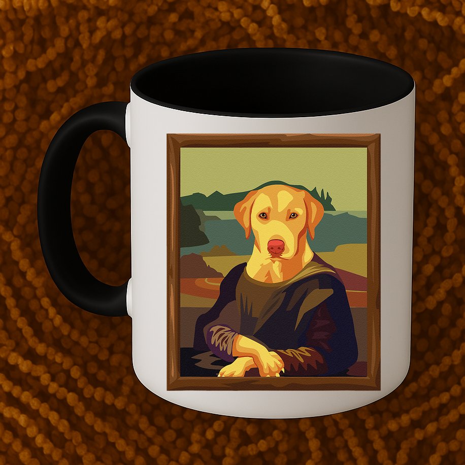 Funny Mona Lisa Yellow Lab Dog Art Parody Mug