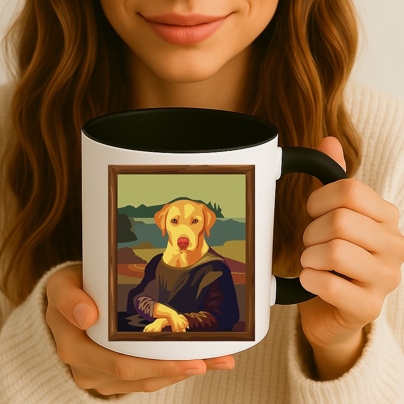 Funny Mona Lisa Yellow Lab Dog Art Parody Mug
