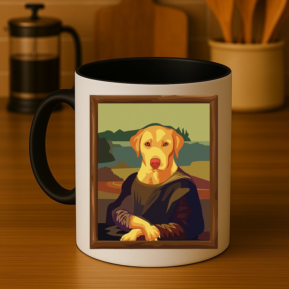 Funny Mona Lisa Yellow Lab Dog Art Parody Mug