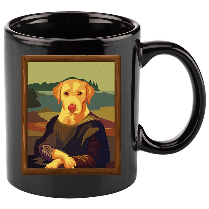 Funny Mona Lisa Yellow Lab Dog Art Parody 11oz C Handle Ceramic Mug