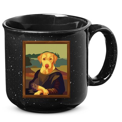 Funny Mona Lisa Yellow Lab Dog Art Parody 15oz Campfire Ceramic Mug