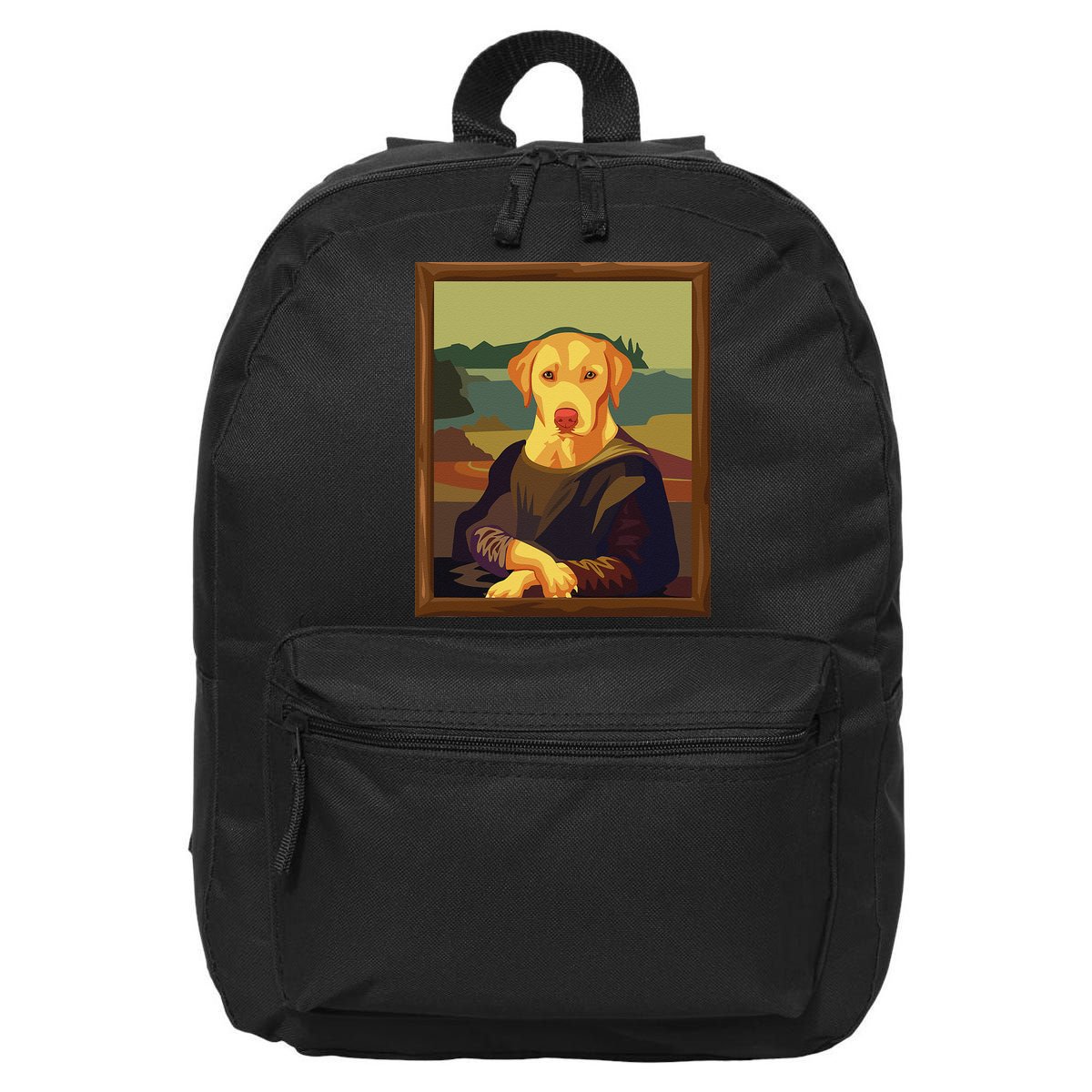 Funny Mona Lisa Yellow Lab Dog Art Parody 16 in Basic Backpack