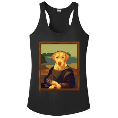 Funny Mona Lisa Yellow Lab Dog Art Parody Ladies PosiCharge Competitor Racerback Tank