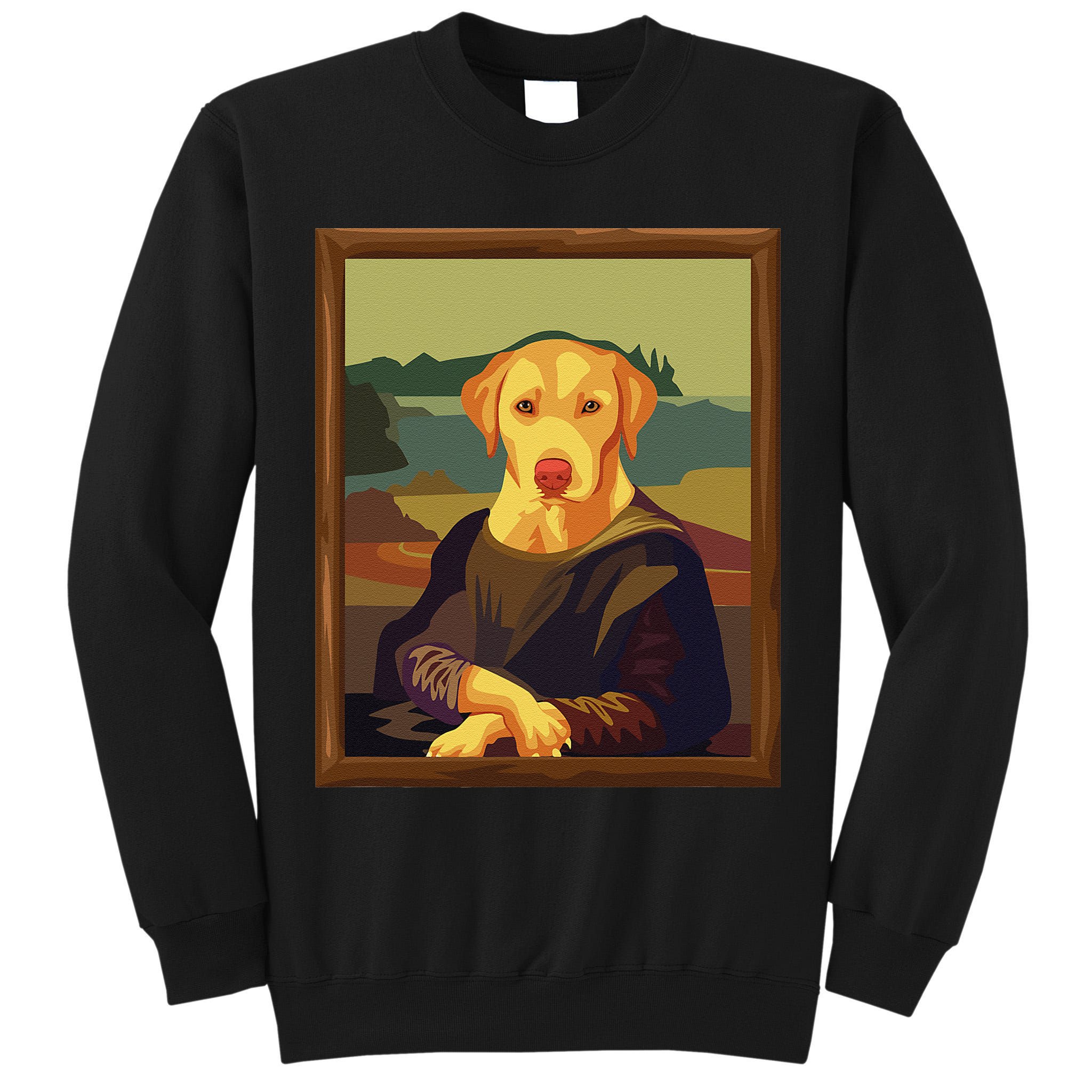 Funny Mona Lisa Yellow Lab Dog Art Parody Tall Sweatshirt