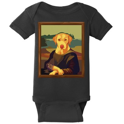 Funny Mona Lisa Yellow Lab Dog Art Parody Baby Bodysuit