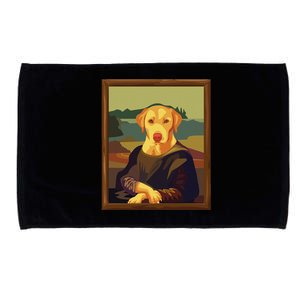 Funny Mona Lisa Yellow Lab Dog Art Parody Microfiber Hand Towel