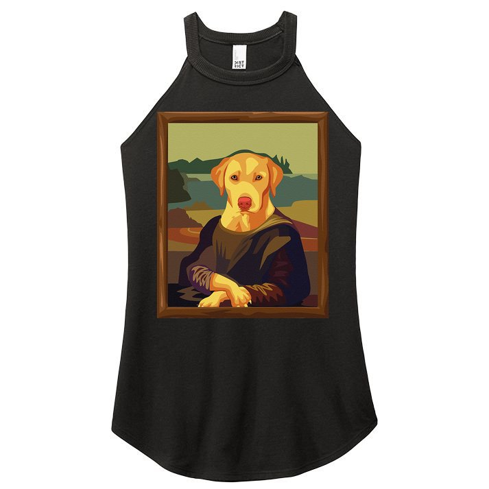 Funny Mona Lisa Yellow Lab Dog Art Parody Women's Perfect Tri Rocker Tank