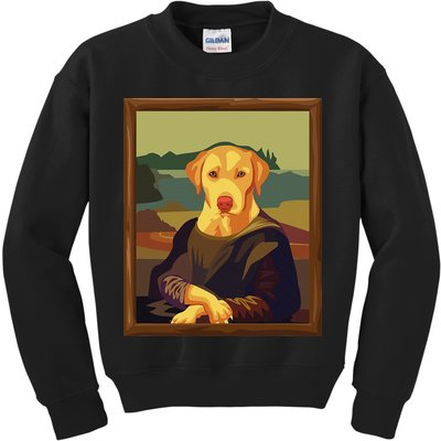 Funny Mona Lisa Yellow Lab Dog Art Parody Kids Sweatshirt