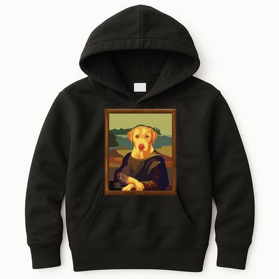 Funny Mona Lisa Yellow Lab Dog Art Parody Kids Hoodie