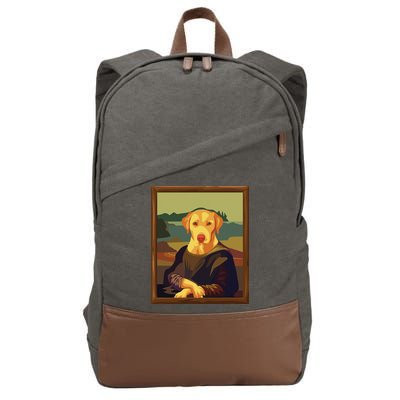 Funny Mona Lisa Yellow Lab Dog Art Parody Cotton Canvas Backpack