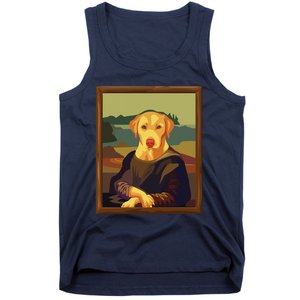 Funny Mona Lisa Yellow Lab Dog Art Parody Tank Top