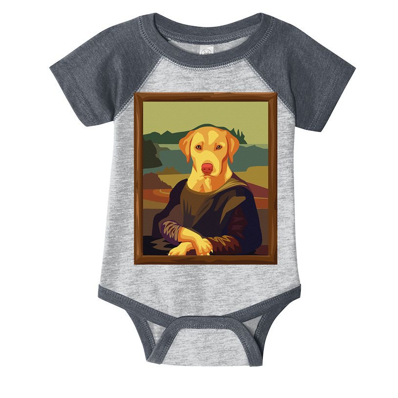 Funny Mona Lisa Yellow Lab Dog Art Parody Infant Baby Jersey Bodysuit