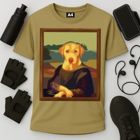 Funny Mona Lisa Yellow Lab Dog Art Parody Cooling Performance Crew T-Shirt