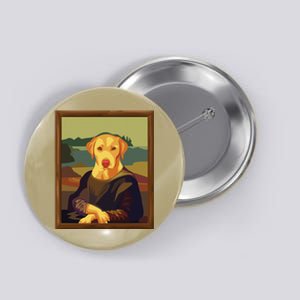 Funny Mona Lisa Yellow Lab Dog Art Parody Button