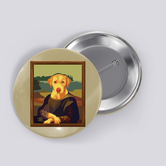 Funny Mona Lisa Yellow Lab Dog Art Parody Button