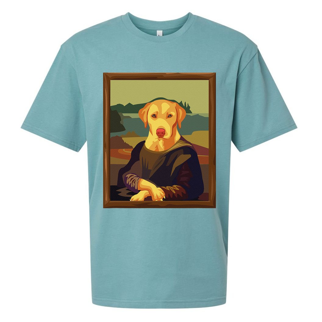 Funny Mona Lisa Yellow Lab Dog Art Parody Sueded Cloud Jersey T-Shirt