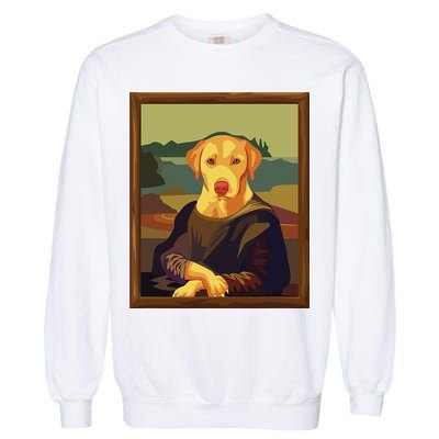 Funny Mona Lisa Yellow Lab Dog Art Parody Garment-Dyed Sweatshirt