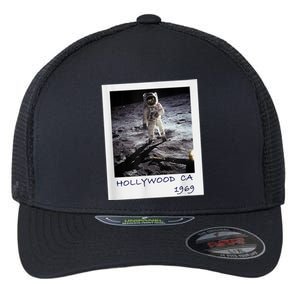 Fake Moon Landing Hoax Conspiracy Theory Funny Flexfit Unipanel Trucker Cap