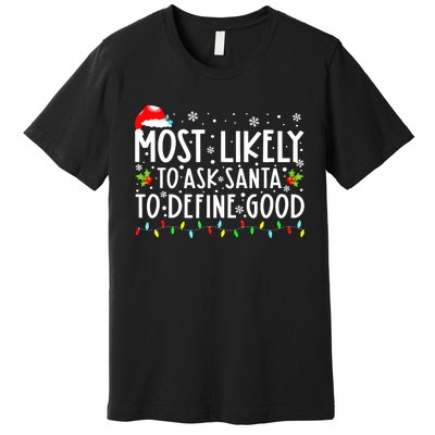 Funny Most Likely To Shoot The Reindeer Family Christmas Premium T-Shirt