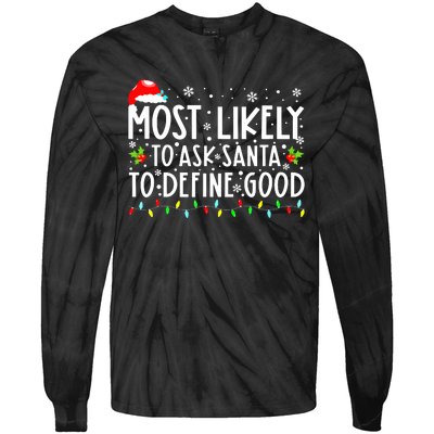 Funny Most Likely To Shoot The Reindeer Family Christmas Tie-Dye Long Sleeve Shirt