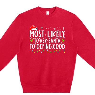 Funny Most Likely To Shoot The Reindeer Family Christmas Premium Crewneck Sweatshirt