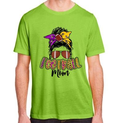 Football Mom Life Leopard Messy Bun Player Adult ChromaSoft Performance T-Shirt