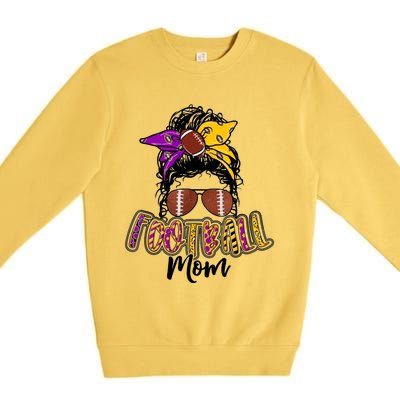 Football Mom Life Leopard Messy Bun Player Premium Crewneck Sweatshirt