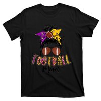 Football Mom Life Leopard Messy Bun Player T-Shirt