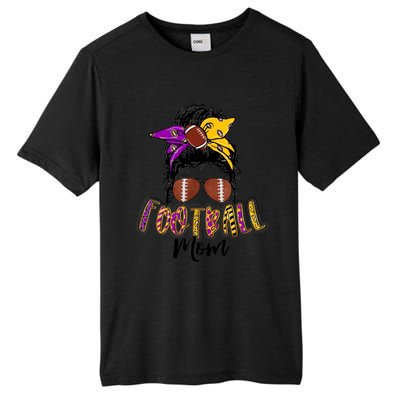 Football Mom Life Leopard Messy Bun Player Tall Fusion ChromaSoft Performance T-Shirt