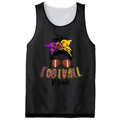 Football Mom Life Leopard Messy Bun Player Mesh Reversible Basketball Jersey Tank