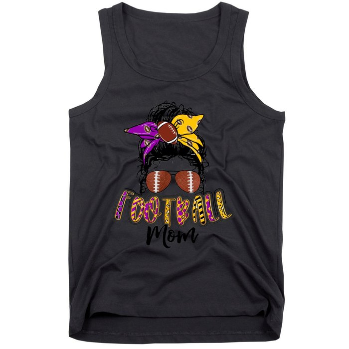 Football Mom Life Leopard Messy Bun Player Tank Top