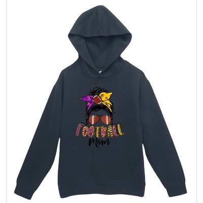 Football Mom Life Leopard Messy Bun Player Urban Pullover Hoodie