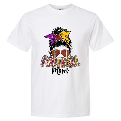 Football Mom Life Leopard Messy Bun Player Garment-Dyed Heavyweight T-Shirt