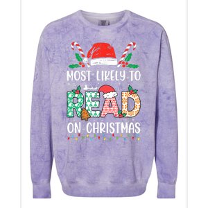 Funny Most Likely To Read Books On Christmas Funny Christmas Colorblast Crewneck Sweatshirt